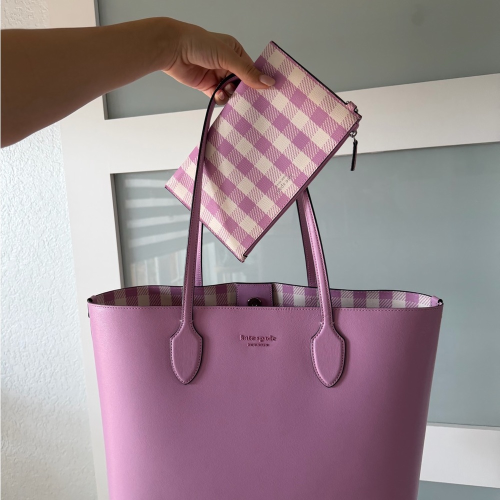 Kate Spade Lilac Tote with Checkered Pouch